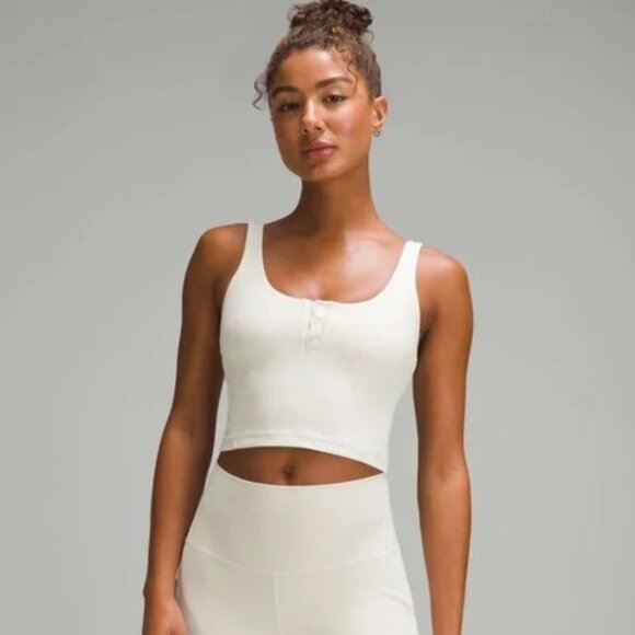 Lululemon Align Ribbed Henley Tank Top Bone Ivory Size 8 - Picture 1 of 7